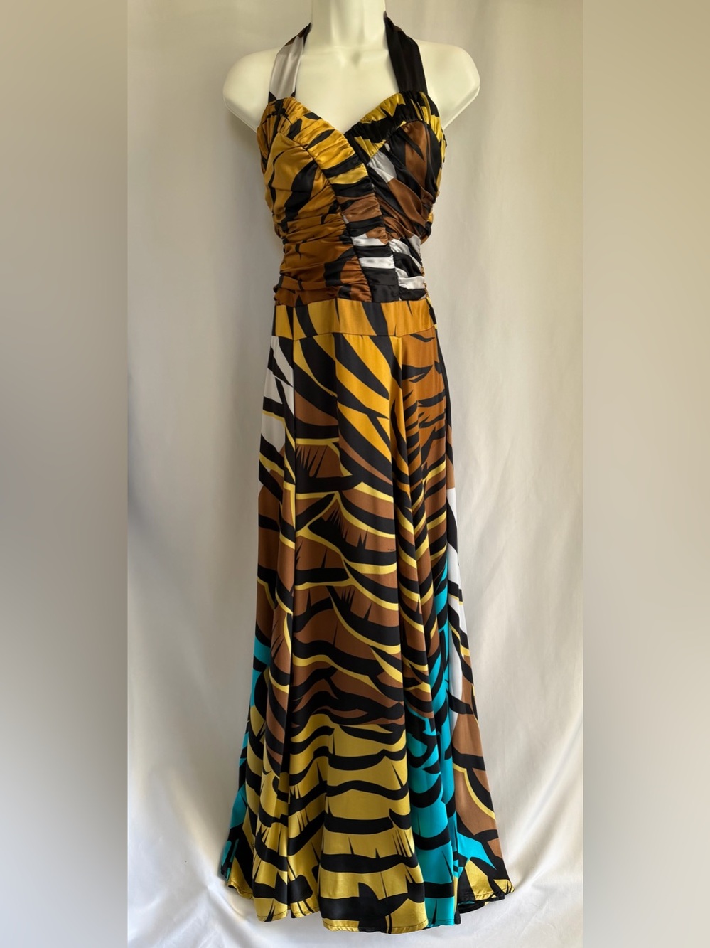 ISSA London 100% Silk Halter Maxi Dress US 6